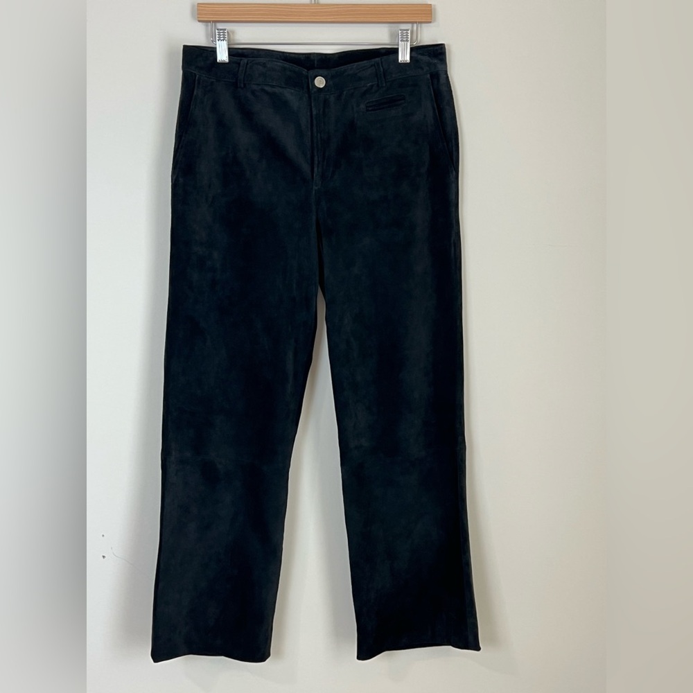 Vintage Lilly Pulitzer Suede Leather Wide‎ Leg Pants Womens Sz 10 Black Western